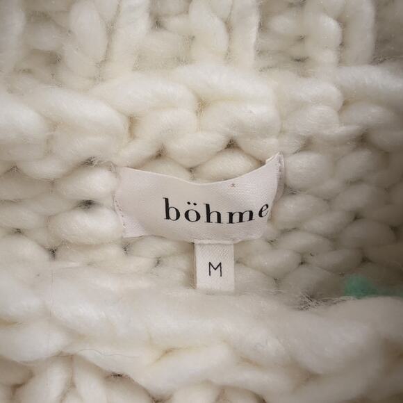 Bohme Sweater Women Medium Beige Chunky Knit Oversized Wool Blend Casual Lounge - Picture 2 of 7